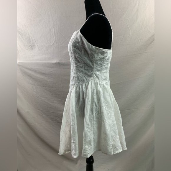 White Floral Eyelet Embroidery Cami Dress - Picture 7 of 9